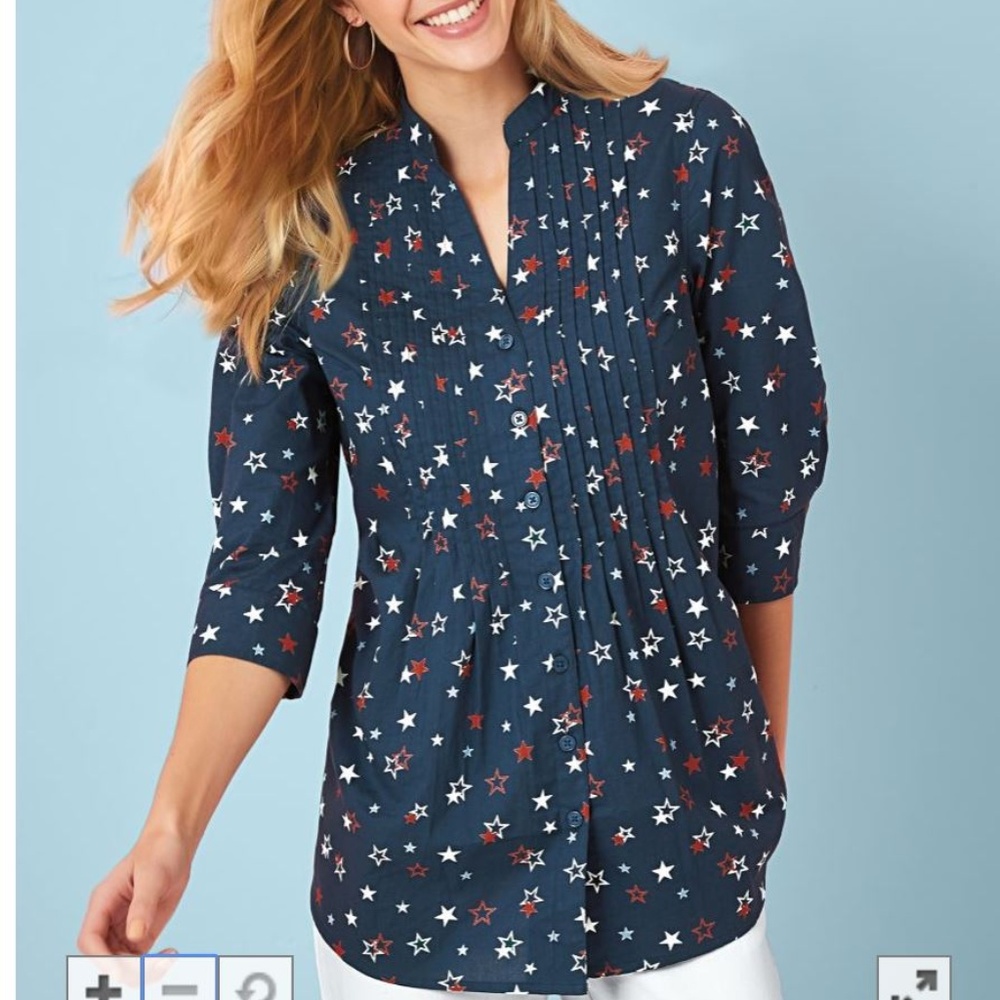 Blair Top 3/4 Sleeve Print Big Shirt. Size XL